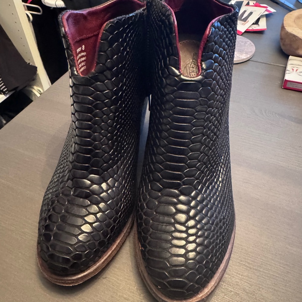 Freebird Black Textured Ankle Booties